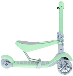 Hulajnoga trójkołowa z siedziskiem balansowa miętowo szara LED KX6625 - Hulajnogi - miniaturka - grafika 4