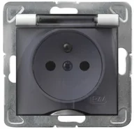 Gniazdka elektryczne - Ospel IMPRESJA GNIAZDO POJEDYNCZE 2P+Z Z KLAPKĄ IP44 BIAŁE - miniaturka - grafika 1