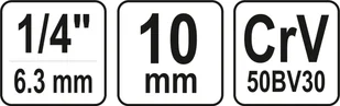 Yato NASADKA 10MM 1/4"" 6-KĄT CV KRÓTKA YT-14127 - Klucze i nasadki - miniaturka - grafika 3