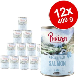 Purizon Purizon Adult 12 x 400 g bez zbóż Filet z kurczaka z łososiem i jagnięciną - Mokra karma dla kotów - miniaturka - grafika 2