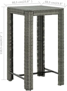 vidaXL 3-cz zestaw mebli barowych z poduszkami rattan PE szary 3094779 - Pozostałe meble ogrodowe - miniaturka - grafika 10