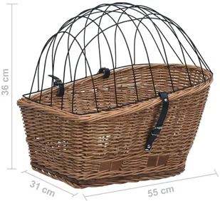 VidaXL Tylny kosz rowerowy z pokrywą, 55x31x36 cm, wiklina 170903 VidaXL - Akcesoria rowerowe - miniaturka - grafika 10