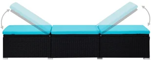 vidaXL 3-częściowy zestaw, leżaki ze stolikiem, polirattan, czarne - Leżaki ogrodowe - miniaturka - grafika 5