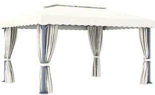 vidaXL Altana ogrodowa z zasłonami, 4 x 3 m, kremowa - Altany ogrodowe - miniaturka - grafika 5