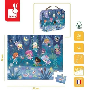 Janod Puzzle w walizce Wróżki i lilie wodne 36 elementów 4+ Made in France, solution-bc-7535-0 - Puzzle - miniaturka - grafika 3