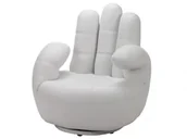 Fotele - Vente-Unique Fotel obrotowy w kształcie dłoni CATCHY z materiału skóropodobnego - Biały - miniaturka - grafika 1