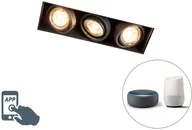 Oprawy, klosze i abażury - QAZQA Nowoczesna  inteligentna wpuszczana czarna oprawa z 3 punktami GU10 Wifi - Oneon 3 - miniaturka - grafika 1