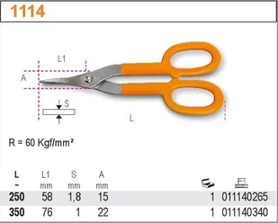 Beta NOŻYCE DO BLACHY 250MM 1114/250 - Nożyce i noże - miniaturka - grafika 2
