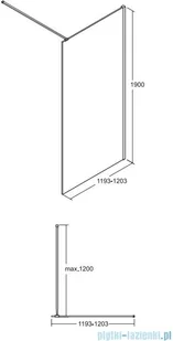 Besco Toca walk-in 120x190cm przejrzyste TCB-120-190C - Kabiny prysznicowe - miniaturka - grafika 2