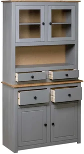 vidaXL Kredens, szary, 93x40,5x180 cm, lita sosna, seria Panama vidaXL - Kredensy - miniaturka - grafika 3