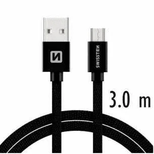 SWISSTEN Kabel USB Micro USB SWISSTEN 3 m Czarny 71527300 - Kable USB - miniaturka - grafika 2