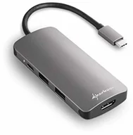 Adaptery i przejściówki - Sharkoon USB 3.0 Typ C Multiport Adapter ciemnoszary (4044951026715) - miniaturka - grafika 1