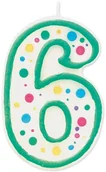 Kinder party - Wilton świeca w kształcie cyfry 6, zielony 0261453 - miniaturka - grafika 1