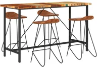 Stoły z krzesłami - vidaXL 7-cz. zestaw mebli barowych, drewno odzyskane i naturalna skóra - miniaturka - grafika 1