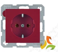 Gniazdka elektryczne - Hager BERKER B.KWADRAT Gniazdo z uziemieniem SCHUKO (samozaciski) czerwony połysk 47438912 47438912/HAG - miniaturka - grafika 1