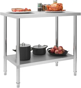 VidaXL Kuchenny stół roboczy, 100x60x85 cm, stal nierdzewna 51188 VidaXL - Stoły gastronomiczne - miniaturka - grafika 2