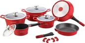 Zestawy garnków i patelni - Royalty Line Zestaw garnków 14 elementowy RL-ES1014M, powłoka kamienna, czerwony RL-ES1014M RED - miniaturka - grafika 1