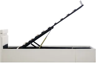 vidaXL Rama łóżka z podnośnikiem i LED, biała, ekoskóra, 100 x 200 cm - Łóżka - miniaturka - grafika 7