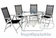 Meble ogrodowe - Garthen Zestaw ogrodowy składany stół + 4 krzesła - czarny - miniaturka - grafika 1