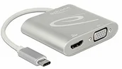 Adaptery i przejściówki - Delock Splitter USB-C 1x HDMI + 1x VGA Splitter & Switches, Silber 87705 - miniaturka - grafika 1