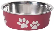 Miski dla psów - Karlie Karlie miska ze stali nierdzewnej z motywem łapek, ciemnoczerwona  - 300 ml,  12 cm | Wyprzedaż 48h | -5% na pierwsze zamówienie| Dostawa i zwrot GRATIS od 99 zł - miniaturka - grafika 1