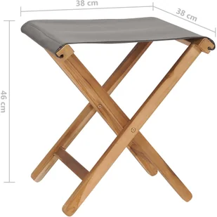 vidaXL Składane krzesła, 2 szt., lite drewno tekowe i tkanina, szare - Fotele i krzesła ogrodowe - miniaturka - grafika 7