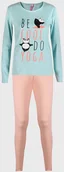Piżamy dla dziewczynek - CTM Style Dziewczęca piżama Good Night miętowa - miniaturka - grafika 1