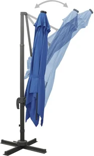 vidaXL Parasol wiszący z lampkami LED i słupkiem, lazurowy, 300 cm 312349 - Parasole ogrodowe - miniaturka - grafika 8