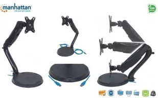 Manhattan Stojące ramię biurkowe LCD 13-27'' ze sprężyną gazową i portami USB 461429 - Części i akcesoria do laptopów - miniaturka - grafika 7