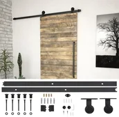 Akcesoria do drzwi - shumee System do montażu drzwi przesuwnych 183 cm stal czarny - miniaturka - grafika 1