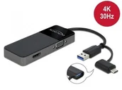Adaptery i przejściówki - Delock Kabel adapter USB-A (M) + USB-C (M) - HDMI (F) + VGA (F) czarny 0,12m 64085 - miniaturka - grafika 1