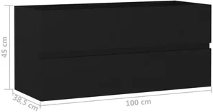 vidaXL Szafka pod umywalkę, czarna, 100x38,5x45 cm, płyta wiórowa vidaXL - Szafki łazienkowe - miniaturka - grafika 8