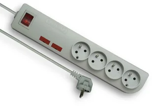 Elgotech Przedłużacz przeciwprzepięciowy 4 gniazdowy z uziemieniem i z wyłącznikiem Szary PSF-405 - Przedłużacze i rozgałęźniki - miniaturka - grafika 2