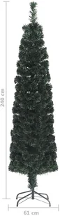 vidaXL Sztuczna wąska choinka ze stojakiem 240 cm włókno optyczne 328447 - Choinki - miniaturka - grafika 9