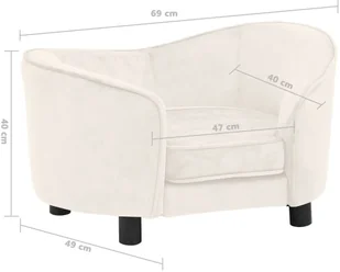 Sofa dla psa, kremowa, 69x49x40 cm, pluszowa - Legowiska dla psów - miniaturka - grafika 9