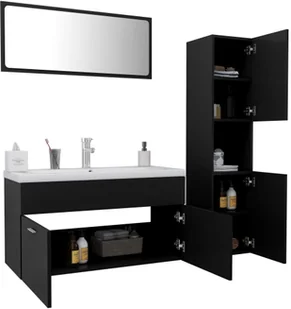 VidaXL Lumarko Zestaw mebli łazienkowych, czarny, płyta wiórowa! 3071694 VidaXL - Meble łazienkowe - miniaturka - grafika 24