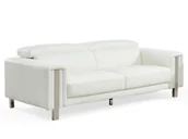 Sofy i kanapy - Vente-Unique Sofa 3-osobowa z materiału skóropodobnego MAROUA - Biały - miniaturka - grafika 1