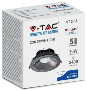 Downlight v-tac Oprawa V-TAC SAMSUNG CHIP 30W Czarna Uchylna VT-2-33 6400K 2400lm - Oprawy, klosze i abażury - miniaturka - grafika 4