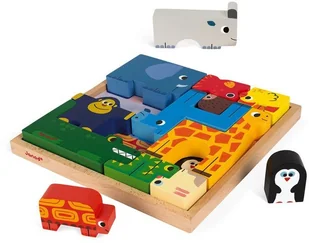 Janod Układanka drewniana piramida Zwierzęta, - Klocki - miniaturka - grafika 2