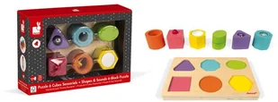 Janod KSZTAŁTY I DŹWIĘKI drewniana układanka sensoryczna J05332 - Układanki dla dzieci - miniaturka - grafika 6