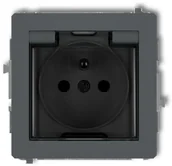 Gniazdka elektryczne - Karlik Deco grafitowy mat gniazdo pojedyncze bryzgoszczelne 28DGPB-1zd 28DGPB-1zd - miniaturka - grafika 1