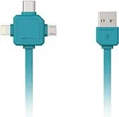 Kabel Powercube USB MicroUSB + Lightning + USB-C 1,5m 8719186003959) Niebieski - Kable USB - miniaturka - grafika 2