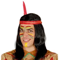 Dodatki do strojów karnawałowych - GU Peruka Indianina z piórkiem - 1 szt. GU4167 - miniaturka - grafika 1