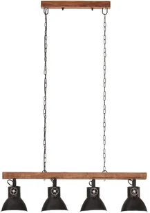 vidaXL Industrialna lampa sufitowa, czarna, E27, drewno mango 320523 - Lampy sufitowe - miniaturka - grafika 5