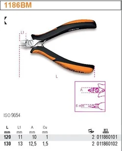 Beta SZCZYPCE TNĄCE BOCZNE DLA ELEKTRON.120MM 1186BM/1 (1184BM/1) - Kombinerki i obcęgi - miniaturka - grafika 5