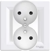 Gniazdka elektryczne - Schneider Electric Gniazdo podwójne Asfora z uziemieniem do ramki białe EPH9811221 - miniaturka - grafika 1
