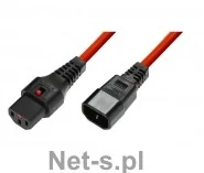 Kable komputerowe i do monitorów - Assmann Przedłużacz kabla zasilającego IEC LOCK 3x1mm2 Typ IEC C14/IEC C13 M/Ż 3m czerwony (IEC-PC1387) - miniaturka - grafika 1