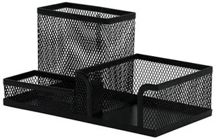 Q-CONNECT Przybornik na biurko Office Set, metalowy, 3 komory, czarny KF16572 - Przyborniki na biurko - miniaturka - grafika 3