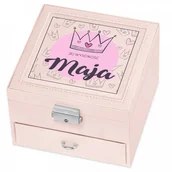 Pudełka i szkatułki - Murrano Szkatułka na Biżuterię Różowa z Nadrukiem Jej Wysokość SZKT-BR-012 - miniaturka - grafika 1
