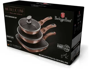 Berlinger Haus Zestaw 3 patelni granitowych rose gold line bh-6195 BH-6195 Kinghoff - Patelnie - miniaturka - grafika 2